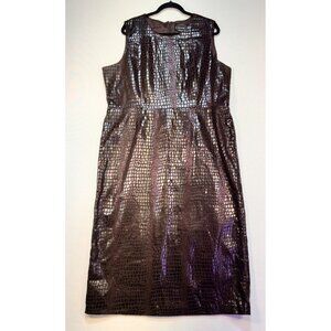 Selene Sport Women's Midi Sheath Dress 1X Brown Metallic Crocodile  Print